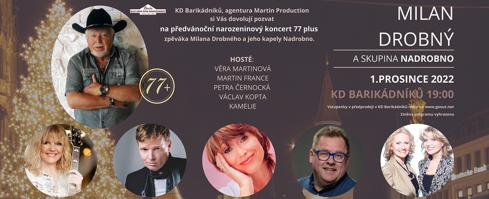 „Milan Drobný 77+“, tak se jmenuje koncert, kterým oslaví své narozeniny s pěveckými přáteli